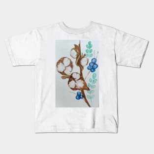 Cotton Flower illustration in watercolours Kids T-Shirt